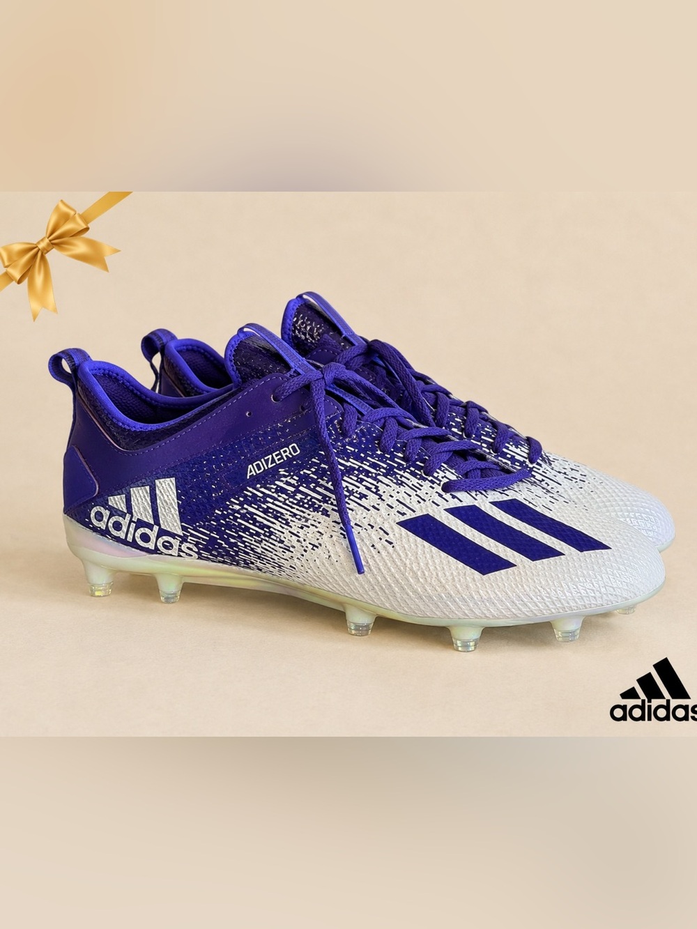 Adidas Adizero Football Cleats White Purple Iridescent Men’s US 13.5 NEW